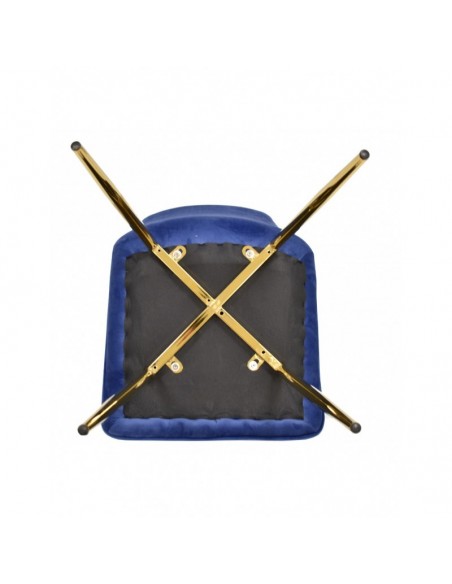 Silla GILDA, metal, dorado, tejido velvet azul