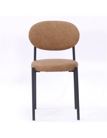 Silla KEOPS, metal, tapizado similpiel marrón claro