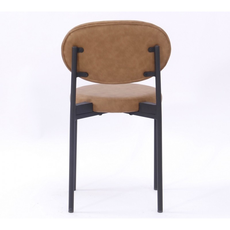 Silla KEOPS, metal, tapizado similpiel marrón...