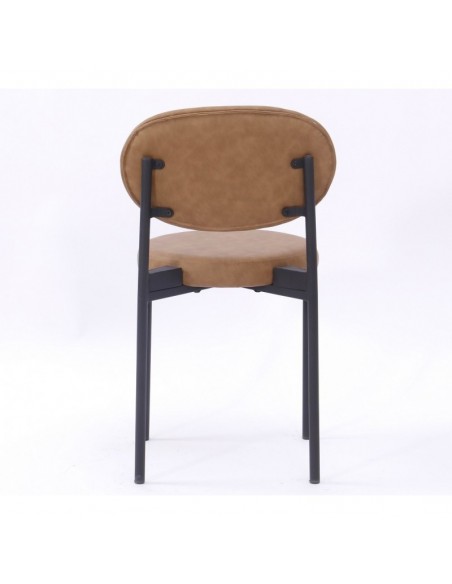 Silla KEOPS, metal, tapizado similpiel marrón claro