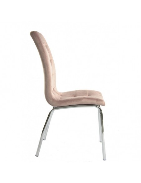 Silla AROA, cromada, tapizada velvet rosa