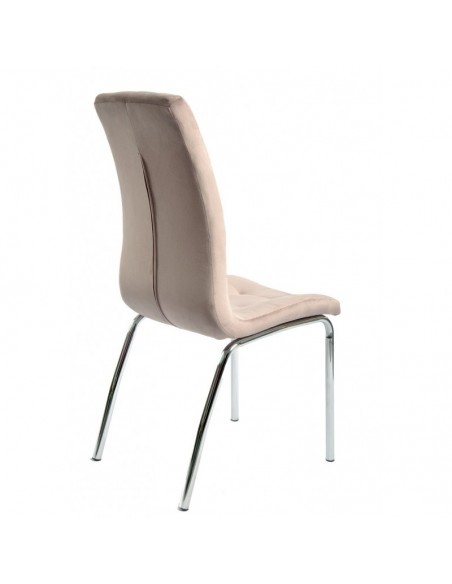 Silla AROA, cromada, tapizada velvet rosa