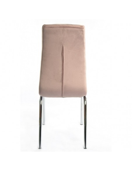 Silla AROA, cromada, tapizada velvet rosa