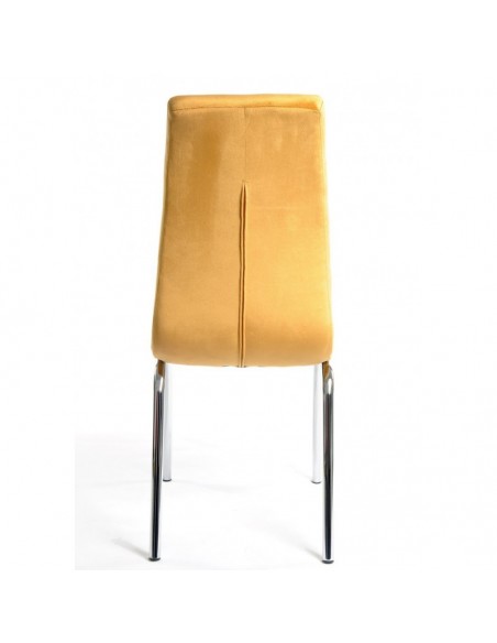 Silla AROA, cromada, tapizada velvet amarillo