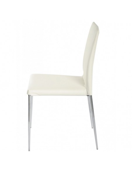 Silla INMA, apilable, metal, similpiel blanca