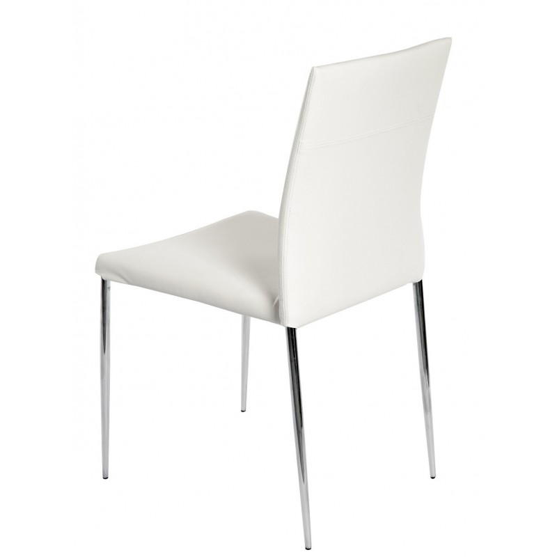 Silla INMA, apilable, metal, similpiel blanca