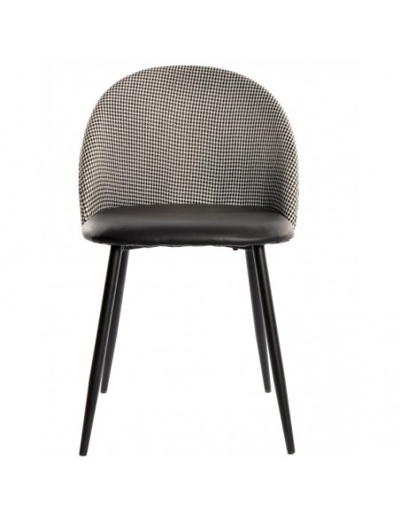 Silla ETNA, metal negro, tapizado pata de gallo y similpiel negra