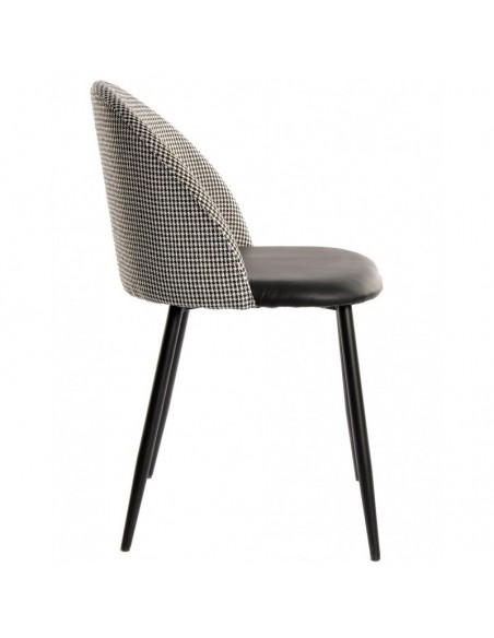 Silla ETNA, metal negro, tapizado pata de gallo y similpiel negra