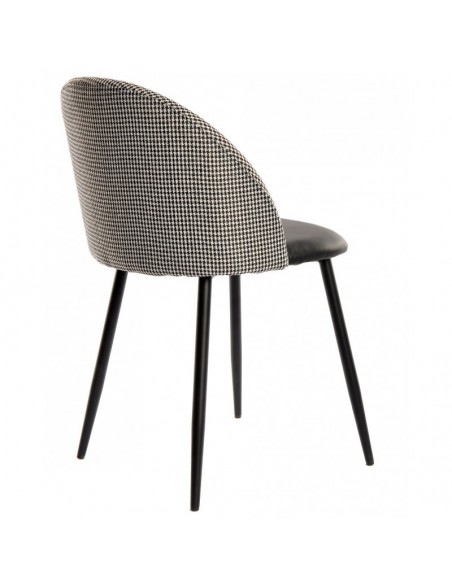 Silla ETNA, metal negro, tapizado pata de gallo y similpiel negra
