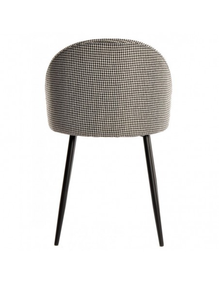 Silla ETNA, metal negro, tapizado pata de gallo y similpiel negra