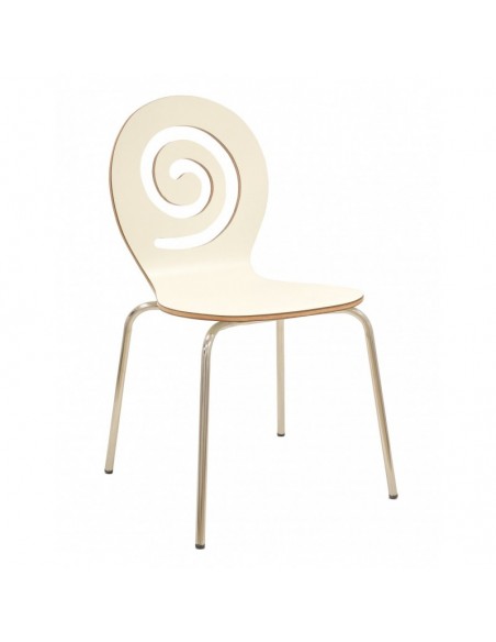Silla PINSAPO, apilable, acero inoxidable, laminado blanco roto