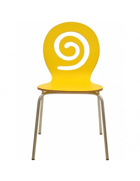 Silla PINSAPO, apilable, acero inoxidable, laminado amarillo