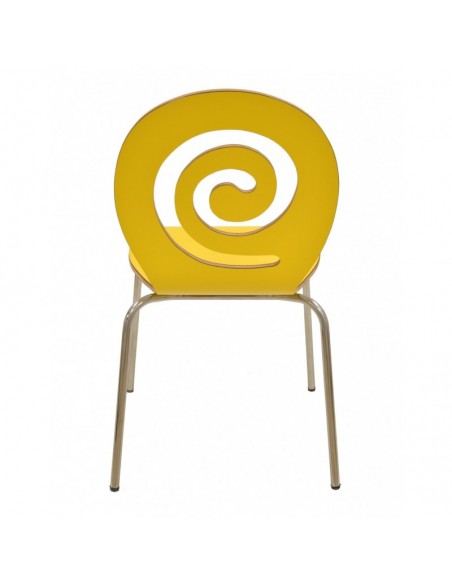 Silla PINSAPO, apilable, acero inoxidable, laminado amarillo