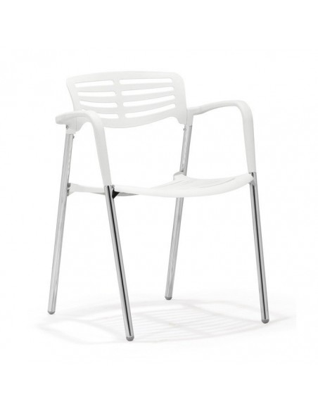 Sillón ALBENIZ, cromado, polipropileno blanco