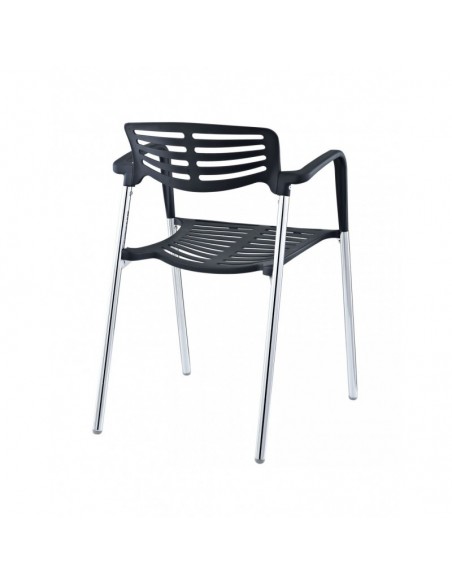 Sillón ALBENIZ, cromado, polipropileno negro