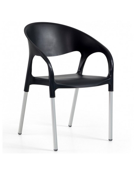 Sillón MOON, aluminio, polipropileno negro*