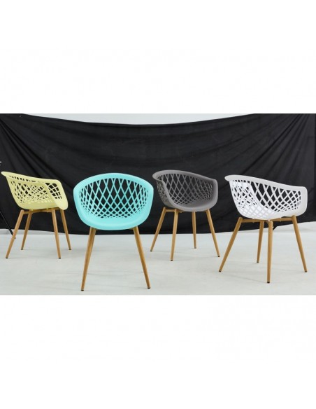 Sillón STRAUSS, metal, polipropileno blanco