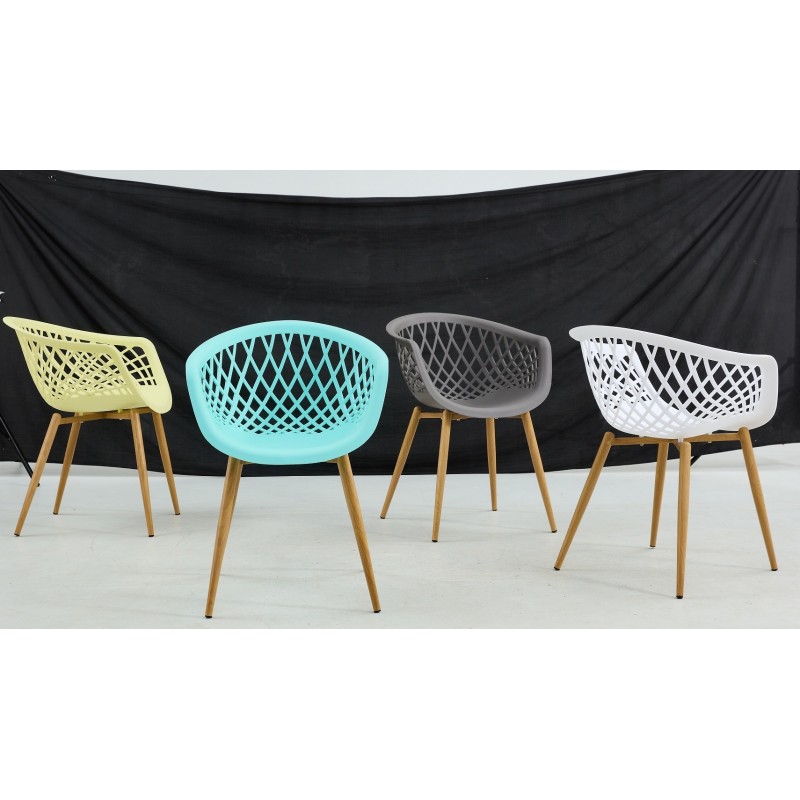 Sillón STRAUSS, metal, polipropileno verde pastel