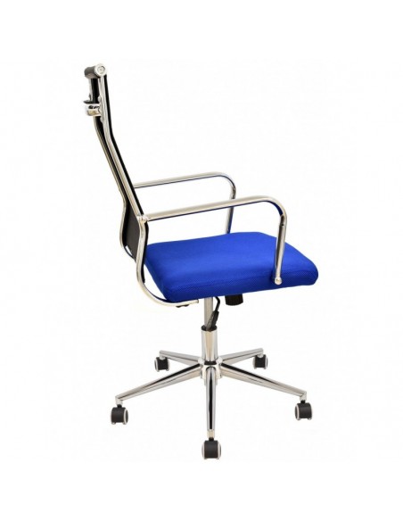 Sillón de  oficina AUSTRIA, alto, malla negra, asiento azul
