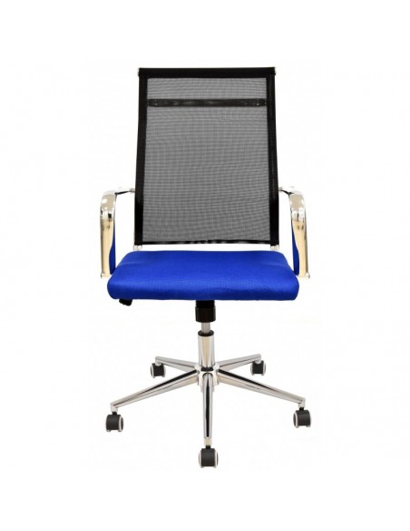 Sillón de  oficina AUSTRIA, alto, malla negra, asiento azul