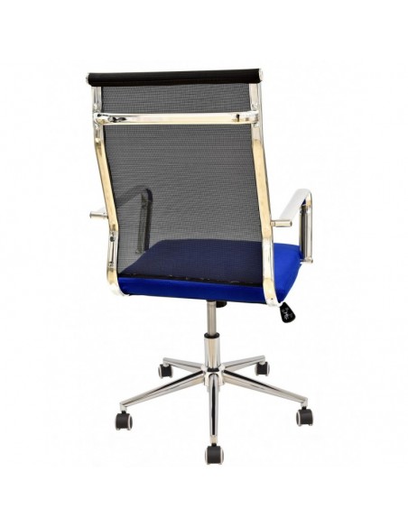 Sillón de  oficina AUSTRIA, alto, malla negra, asiento azul