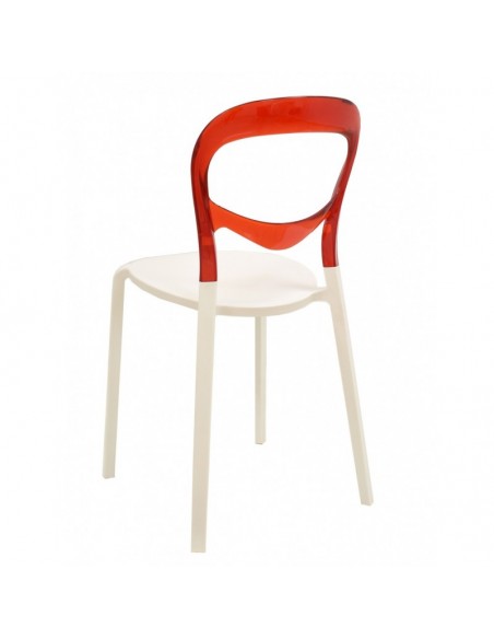 Silla FESTIVAL, polipropileno blanco, respaldo policarbonato rojo