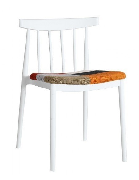 Silla ANTONY, polipropileno blanco, cojín negro