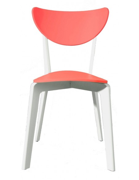 Silla LINA, apilable, polipropileno blanco y naranja
