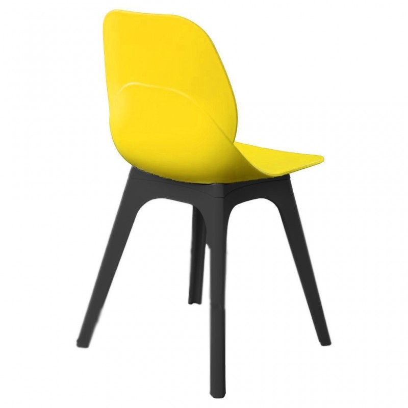 Silla ARIES, polipropileno negro y amarillo