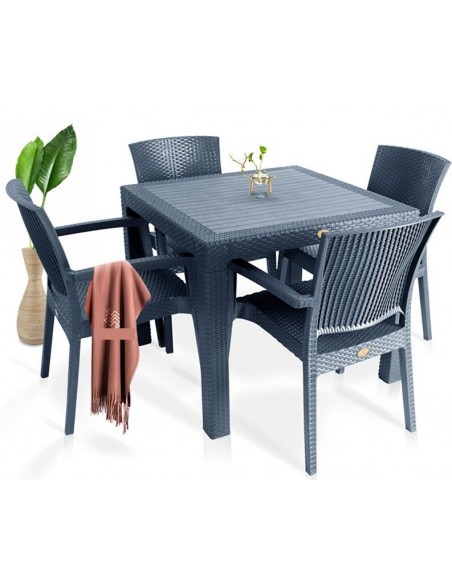 Sillón LIDO, apilable, polipropileno gris oscuro