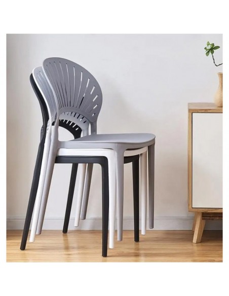 Silla ABANICO, apilable, polipropileno blanco
