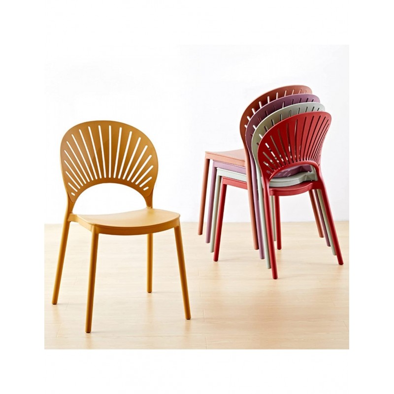 Silla ABANICO, apilable, polipropileno amarillo