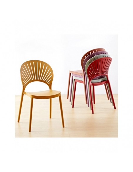 Silla ABANICO, apilable, polipropileno amarillo