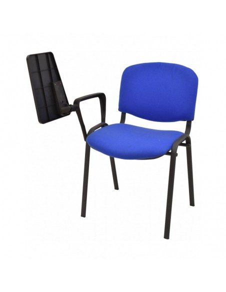 Silla NIZA NEW AM, brazo pala a derecha, chasis negro, tapizado azul