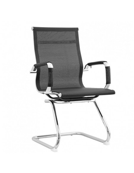 Sillón de oficina ODESA, fijo, cromado, malla negra