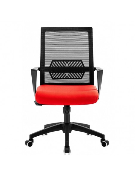 Sillón de oficina RISLEY, negro, malla negra, tejido rojo