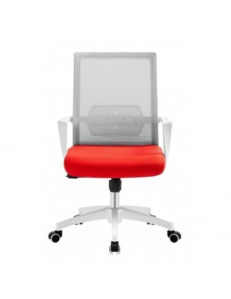 Sillón de oficina RISLEY, blanco, malla gris, tejido rojo
