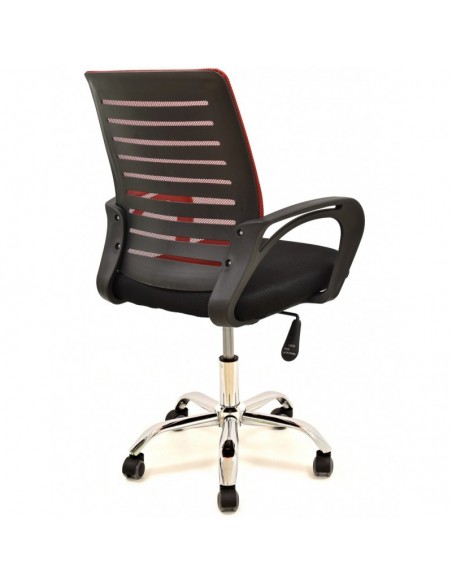 Sillón de oficina SUNSET, negro, gas, basculante, malla roja, tejido negro