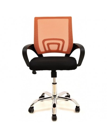 Sillón de oficina FISS NEW (M), negro, gas, basculante, malla naranja, tejido negro