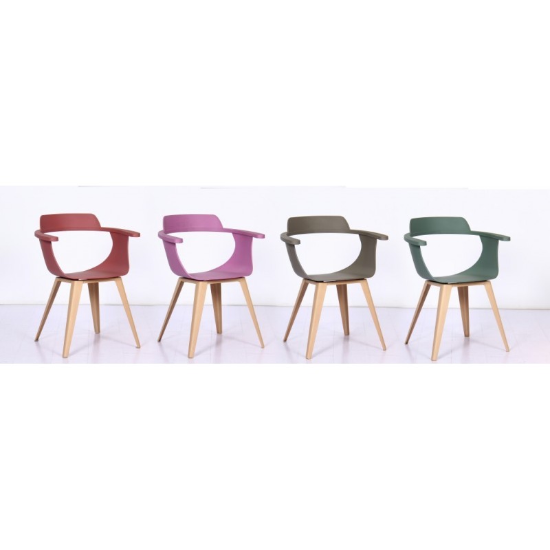 Sillón MARLON, metal, polipropileno rojo oscuro