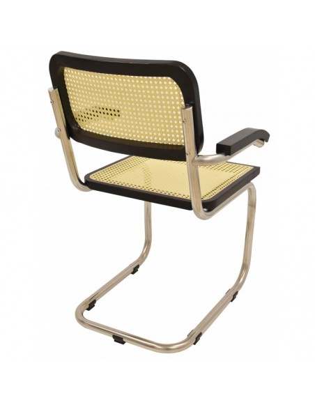 Sillón CES, acero inoxidable, lacado negro, rejilla beige