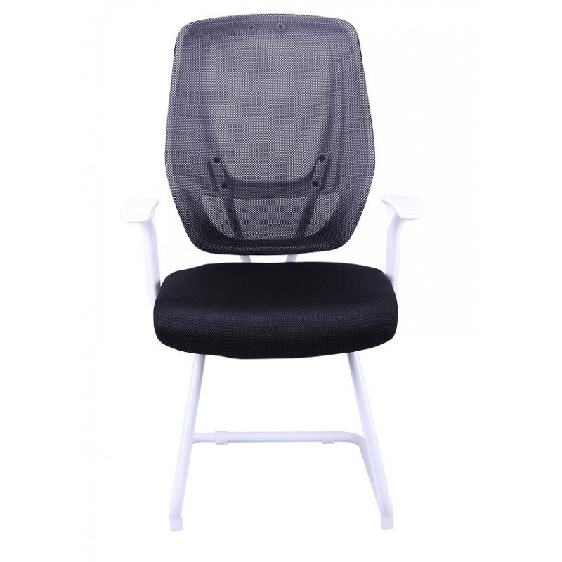 Sillón de oficina ULRIK, fijo, blanco, malla y...