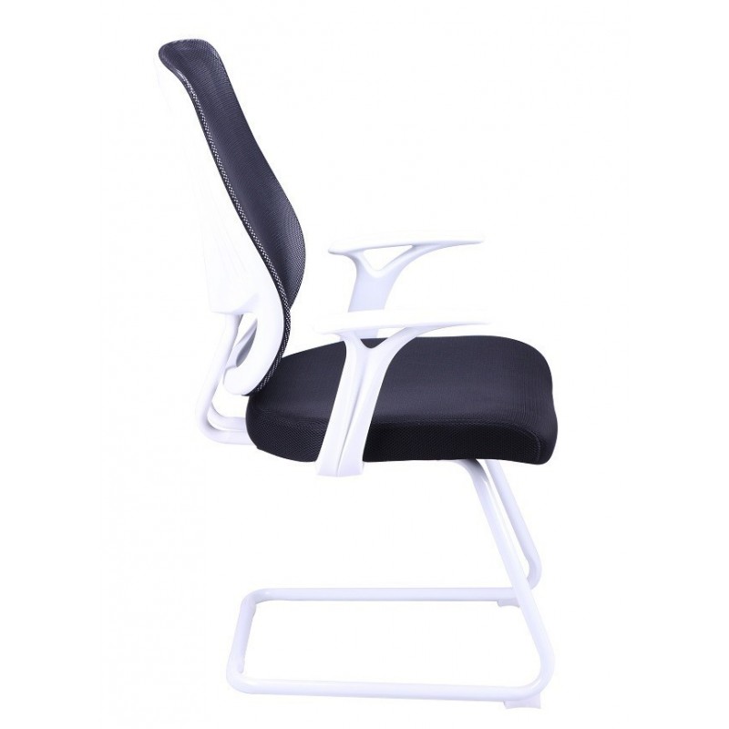 Sillón de oficina ULRIK, fijo, blanco, malla y...