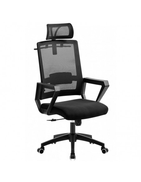 Sillón de oficina ASTON, negro, malla y tejido negro