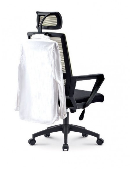 Sillón de oficina ASTON, negro, malla negra, tejido rojo