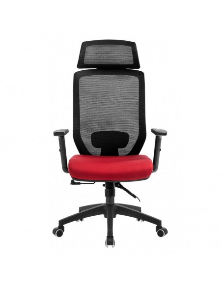 Sillón de oficina CLAYTON, negro, malla negra, tejido rojo