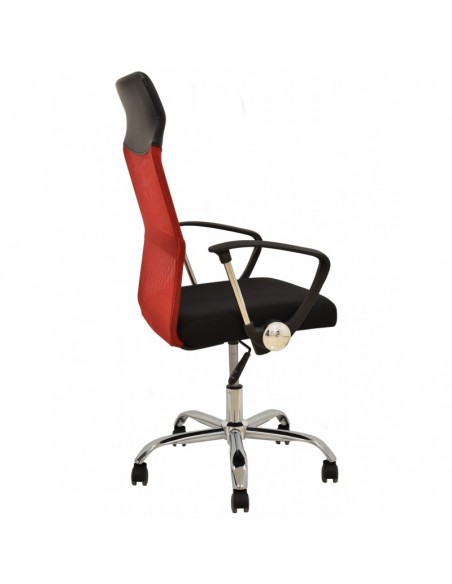 Sillón de oficina GINO (H), malla roja y tejido mesh negro