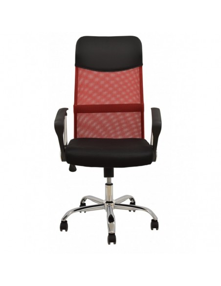 Sillón de oficina GINO (H), malla roja y tejido mesh negro