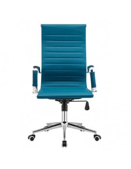 Sillón de oficina VARSOVIA, alto, gas, basculante, similpiel turquesa