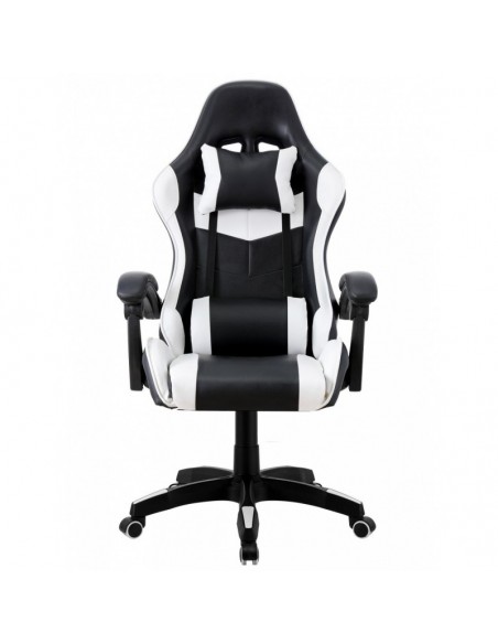 Sillón de oficina SAKHIR, racing, similpiel negra y blanca